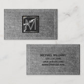 Monogram | Dubbel gestikt denim Visitekaartje (Voorkant / Achterkant)