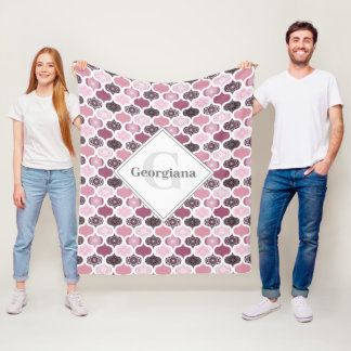 Monogram Dusky Roos Dot Mandalas Ogee Patchwork Fleece Deken