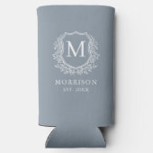 Monogram Dusty Blue Crest Botanical Wedding (Achterkant)