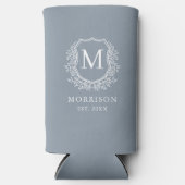 Monogram Dusty Blue Crest Botanical Wedding (Voorkant)