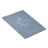 Monogram Dusty Blue Elegant  Crest en Naam Notitieboek (Rechterzijde)