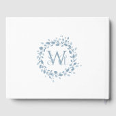 Monogram Dusty Blue Floral Wreath Wedding Gastenboek (Achterkant)