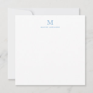Monogram Dusty Blue Minimalist Modern Elegant Notitiekaartje