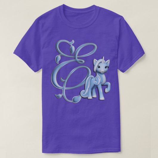 Monogram E Aangepaste Unicorn T-shirt (Design voorkant)