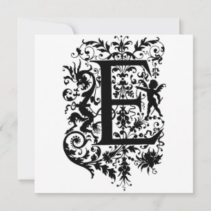 Monogram E Initiaal zwart-wit Cupid Patroon