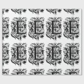 Monogram E Initiaal zwart-wit Cupid Patroon Cadeaupapier (Vlak)