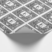 Monogram E Initiaal zwart-wit flessenpatroon Cadeaupapier (Hoek)