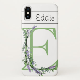 Monogram E Lavender Eucalyptus iPhone X Hoesje