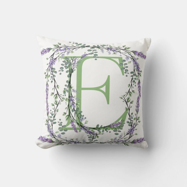 Monogram E Lavender Eucalyptus Kussen (Voorkant)