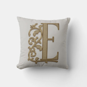 Monogram E Lichtgrijs Familie, Trouwen, Verjaardag Kussen