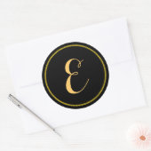 Monogram E-script Gold-Color Ronde Sticker (Envelop)
