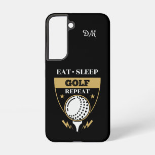 Monogram Eat Sleep Golf Herhalen Samsung Galaxy Hoesje