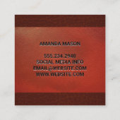 Monogram | Echtheek van rood leder Vierkante Visitekaartje (Achterkant)