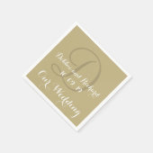 Monogram Ecru Vetgekleurde Bruiloftspapier servett Servetten (Hoek)