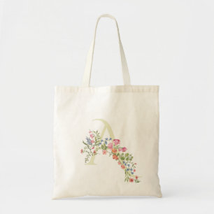 monogram Een bruiloft bloemenlente Vrijgezellenfee Tote Bag