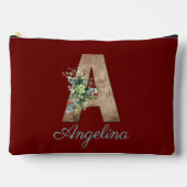 Monogram Een houten letter donkerrode bloem Etui (Voorkant)