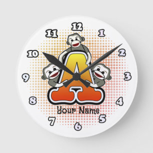 Monogram Een sok Aap klok