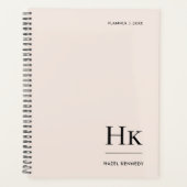 Monogram Eenvoudig Elegant Blush Roze Gepersonalis Planner (Voorkant)