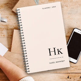 Monogram Eenvoudig Elegant Blush Roze Gepersonalis Planner