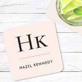 Monogram Eenvoudig Elegant Minimalistisch Blush Ro Bier Onderzetter