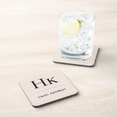 Monogram Eenvoudig Elegant Minimalistisch Blush Ro Bier Onderzetter (Rechterzijde)