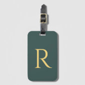 Monogram eenvoudig groen goud bagagelabel (Voorkant (verticaal))