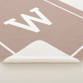 Monogram eenvoudig Initiaal met beige beige toned Sherpa Deken (3/4)