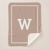 Monogram eenvoudig Initiaal met beige beige toned Sherpa Deken (Voorkant)