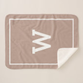 Monogram eenvoudig Initiaal met beige beige toned Sherpa Deken (Voorkant (horizontaal))