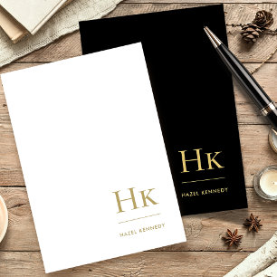 Monogram Eenvoudig Klassiek Zwart Goud Gepersonali Briefpapier