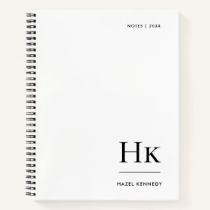 Monogram Eenvoudig Minimalistisch Wit Gepersonalis Notitieboek