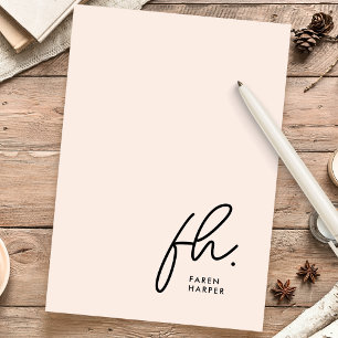 Monogram Eenvoudig Modern Blush Pink gepersonali Briefpapier