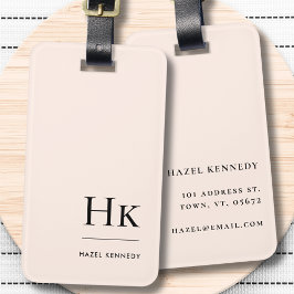 Monogram Eenvoudig Modern Elegant Blush Pink Class Bagagelabel