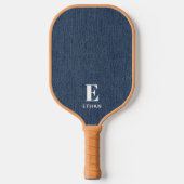 Monogram Eenvoudig Modern Medium Blauw Denim Print Pickleball Paddle (Voorkant)