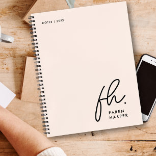 Monogram Eenvoudig Script Blush Pink Gepersonalise Notitieboek