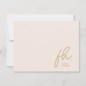 Monogram Eenvoudig Script Chic Blush Social Noteca Notitiekaartje (Voorkant)