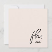 Monogram Eenvoudig Script Chic Blush Social Noteca Notitiekaartje (Voorkant)