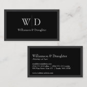 Monogram Eenvoudig Zwart Visitekaartje (Voorkant / Achterkant)