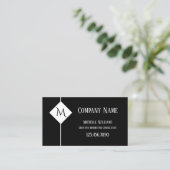 Monogram Eenvoudig zwart-wit Professional Visitekaartje (Staand voorkant)