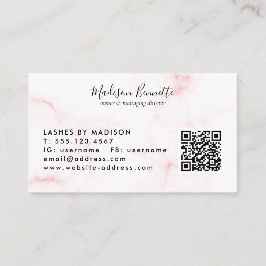 Monogram eenvoudige Blush Pink Marble Typografie Visitekaartje (Achterkant)
