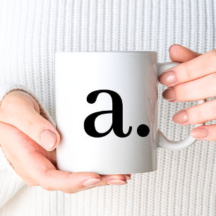 Monogram Eenvoudige Elegant Zwart Wit Initiaal N Koffiemok