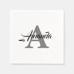 Monogram Eenvoudige Elegante Aangepaste Naam Cool Servet