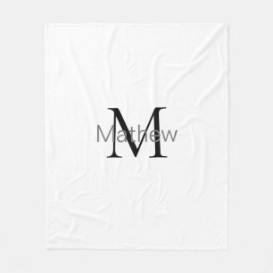 monogram eenvoudige initiaal letter add jouw naam  fleece deken