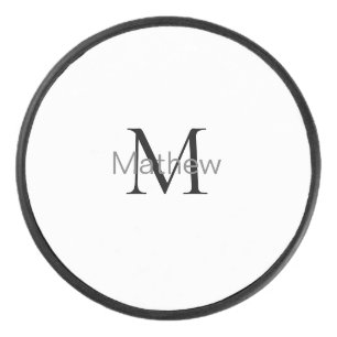 monogram eenvoudige initiaal letter add jouw naam  hockey puck