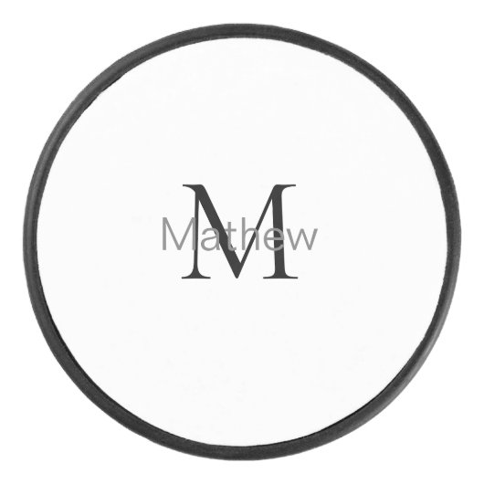 monogram eenvoudige initiaal letter add jouw naam hockey puck (Voorkant)