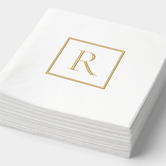 Monogram Eenvoudige Minimalistische Gold Foil serv Folie Servetten (Detail)