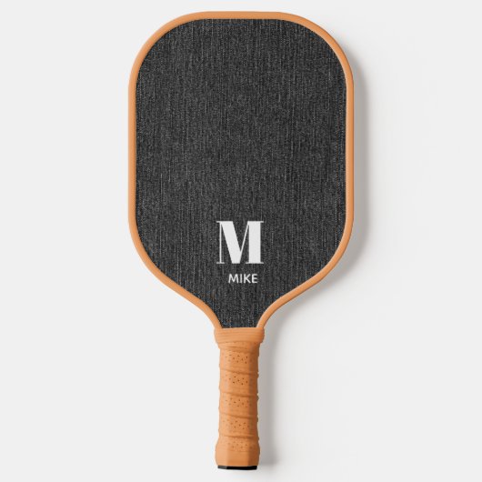 Monogram Eenvoudige Moderne Blauwe Denim Print Pickleball Paddle (Achterkant)