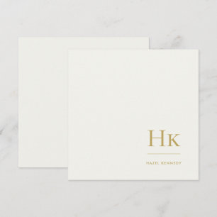 Monogram Eenvoudige Monogram Ivoor Goud Notitiekaa Notitiekaartje