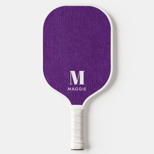 Monogram Eenvoudige Royal Paarse Denim Print Pickleball Paddle (Voorkant)