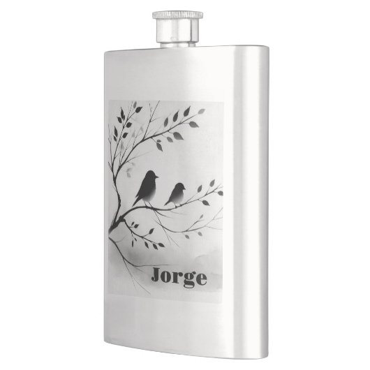 Monogram Eenvoudige Zwart-Witte Vogels in Bomen | Flacon (Links)